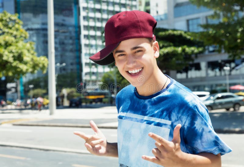 Posing Rapper with Baseball Cap in the City Stock Image Image of