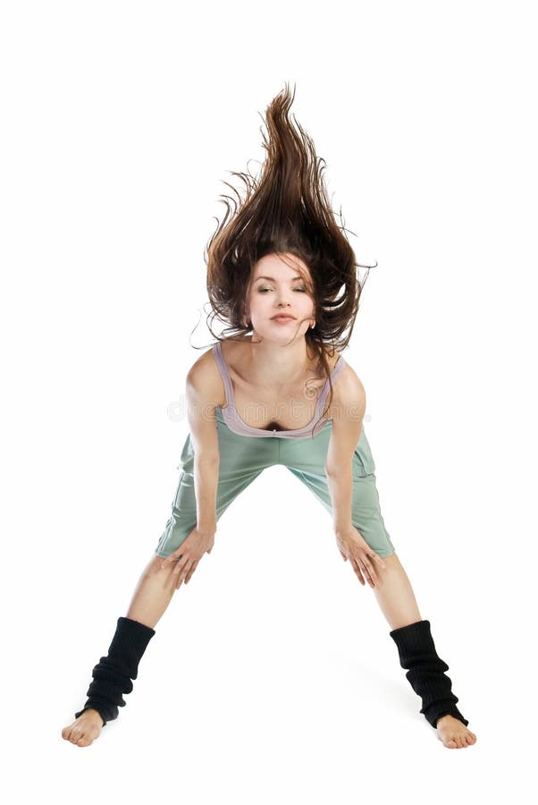 Posing young dancer isolated on white stock images