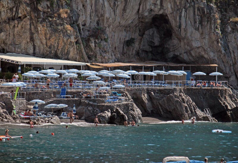 Positano beach club editorial image. Image of tourists - 82229320