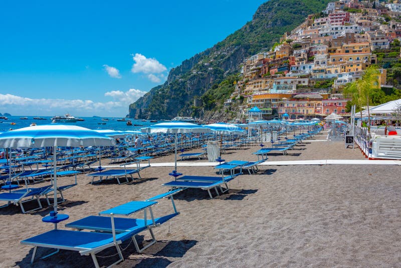 Positano, Italy, May 21, 2022 Sunny Day on the Positano Beach