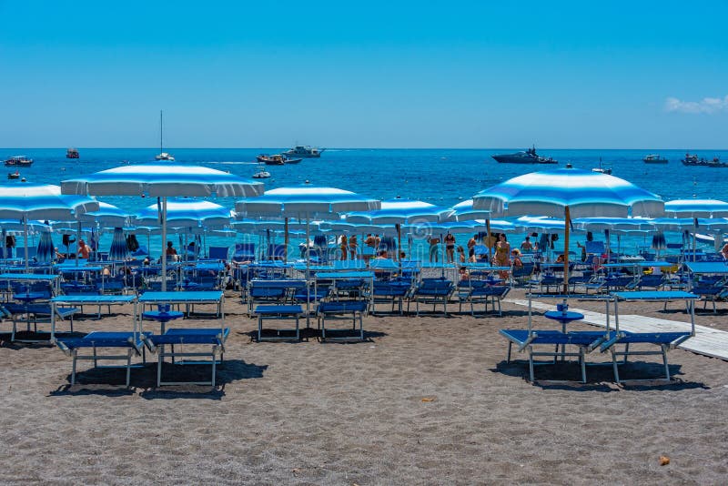 Positano, Italy, May 21, 2022 Sunny Day on the Positano Beach