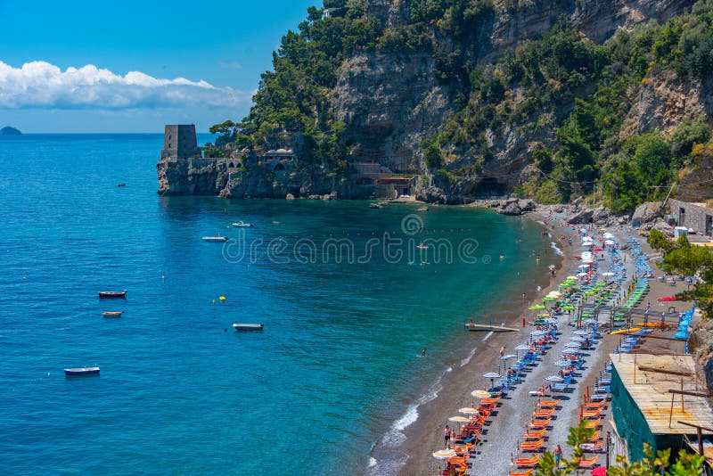 Positano, Italy, May 21, 2022 Sunny Day on the Positano Beach