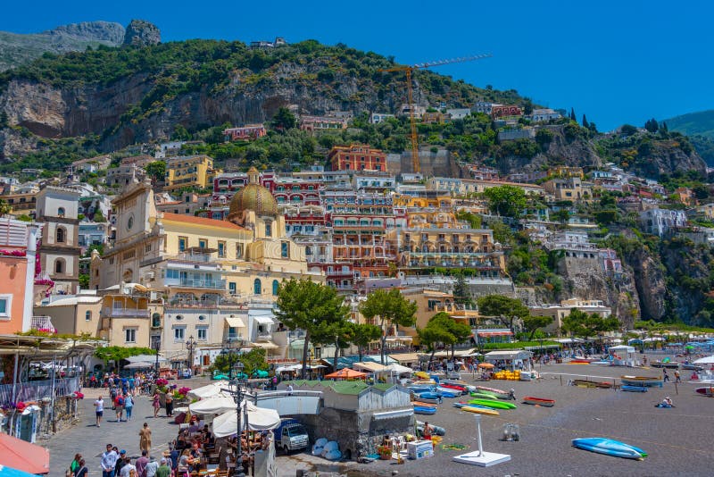 Positano, Italy, May 21, 2022 Sunny Day on the Positano Beach