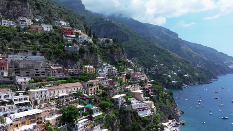Positano, Tourist Destination on the Amalfi Coast, Italy. Aerial View ...