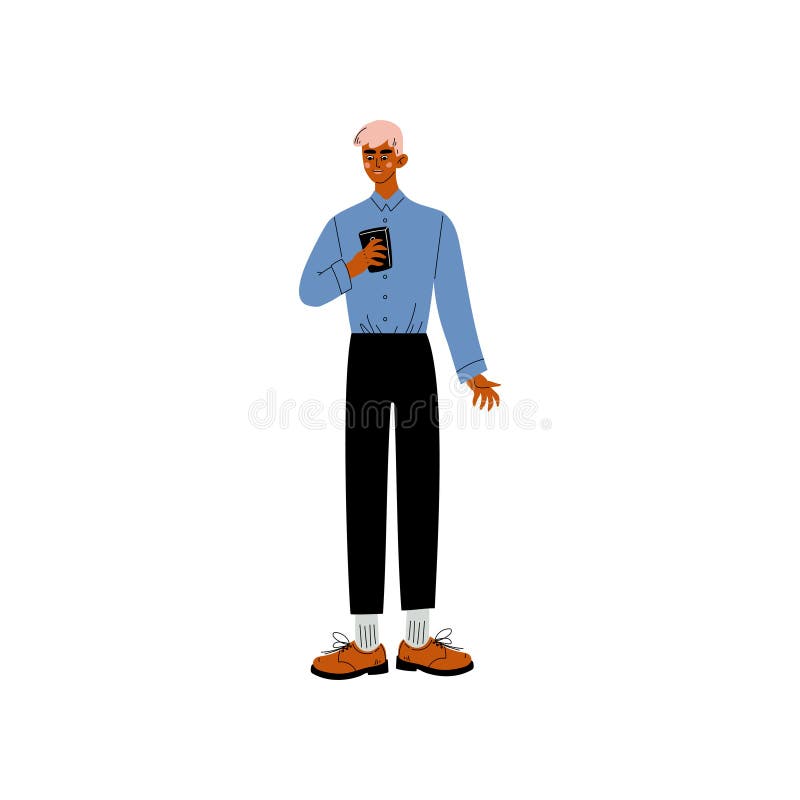 Position d'homme d'affaires avec Smartphone, l'employé de bureau, l'entrepreneur ou le directeur Character Vector Illustration illustration de vecteur Position d'homme d'affaires avec Smartphone, l'employé de bureau, l'entrepreneur ou le directeur Character Vector Illustration illustration de vecteur