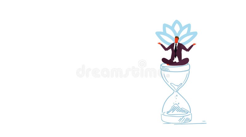 Position de lotus se reposante méditante d'homme d'affaires sur le directeur masculin d'homme d'affaires de concept de gestion du illustration stock Position de lotus se reposante méditante d'homme d'affaires sur le directeur masculin d'homme d'affaires de concept de gestion du illustration stock