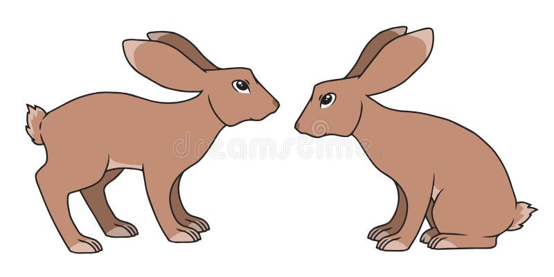 Position simple de style de bande dessinée du vecteur deux et dessins bruns se reposants de lapin illustration stock Position simple de style de bande dessinée du vecteur deux et dessins bruns se reposants de lapin illustration stock