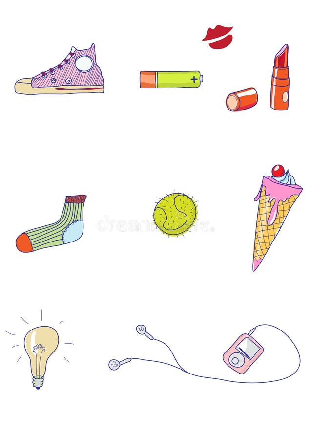 Set of funky hand-drawn elements of modern urban life. Vector illustration. Set of funky hand-drawn elements of modern urban life. Vector illustration