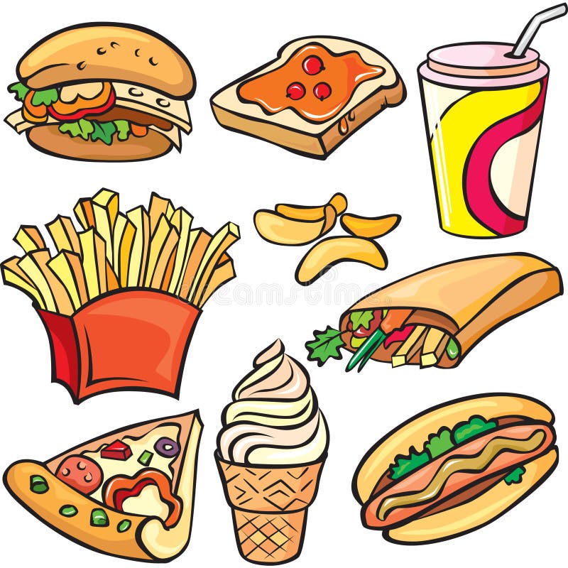 Positionnement de graphisme d'aliments de préparation rapide illustration stock Positionnement de graphisme d'aliments de préparation rapide illustration stock