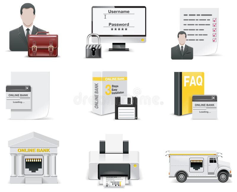 Set of on-line banking related icons. Set of on-line banking related icons