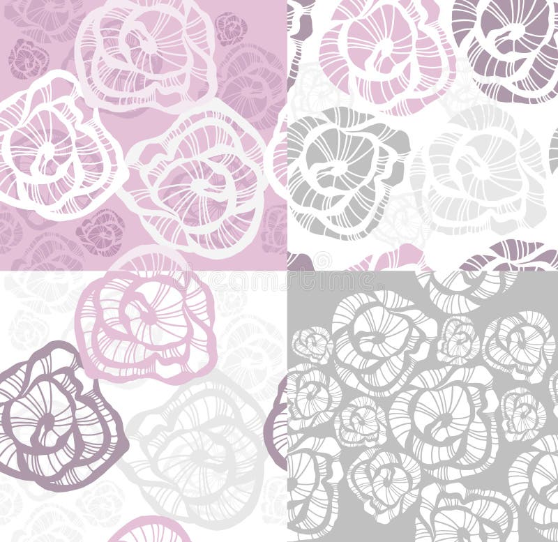 Abstract seamless flower rose pattern set.rnfourl floral seamless patterns. Abstract seamless flower rose pattern set.rnfourl floral seamless patterns.