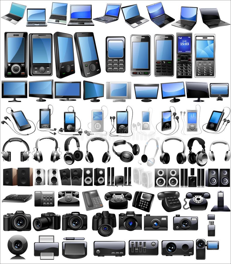 Icon set of electronic equipment and devices. Icon set of electronic equipment and devices.