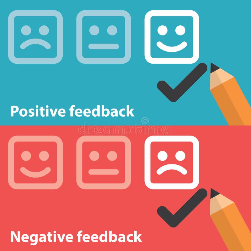 Vector illustration of positive and negative feedback concept. Minimal and flat design. Vector illustration of positive and negative feedback concept. Minimal and flat design