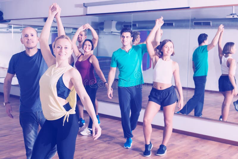 Adults Dancing in Dance Studio Stock Photo - Image of class, female ...