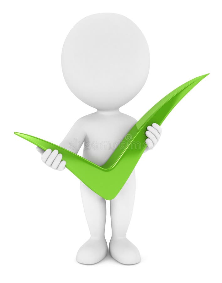 positive Checkmarkierung der weißen Leute 3d stock abbildung positive Checkmarkierung der weißen Leute 3d stock abbildung