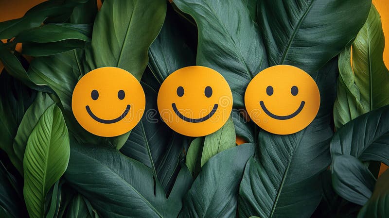 Positive feedback among lush leaves vector illustration