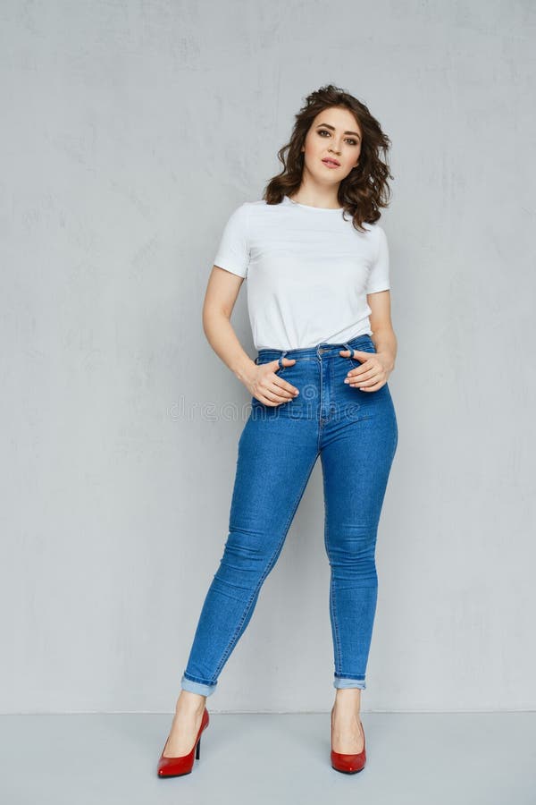 Stunning Young Woman Jeans Clothes Posing Stock Photo 300345197 |  Shutterstock
