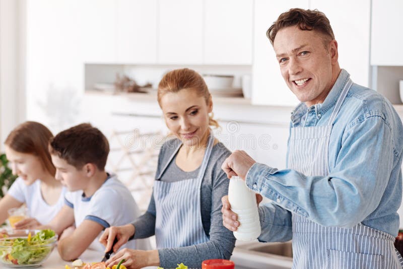 Positive Loving Family Cooking Dinner Together Stock Photo - Image of