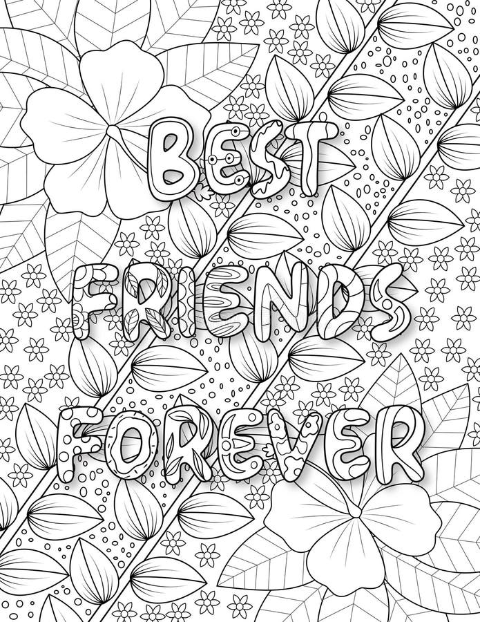 Positive Quotes Coloring Page for Adult Stock Illustration