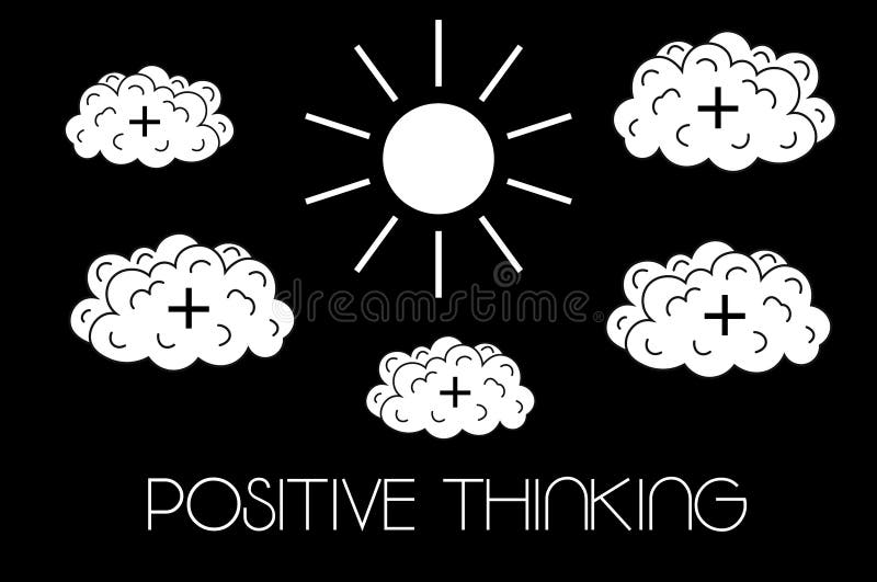 Positive thinking, brain clouds and the sun royalty free illustration