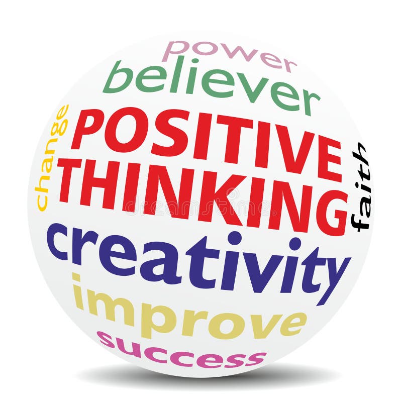 POSITIVE THINKING - wordcloud - SPHERE vector illustration