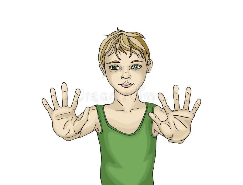 He stretched. Рисунок мальчика показывающего окей. All ten fingers. Monsoon kneads his hands. The boy shows his Palms.