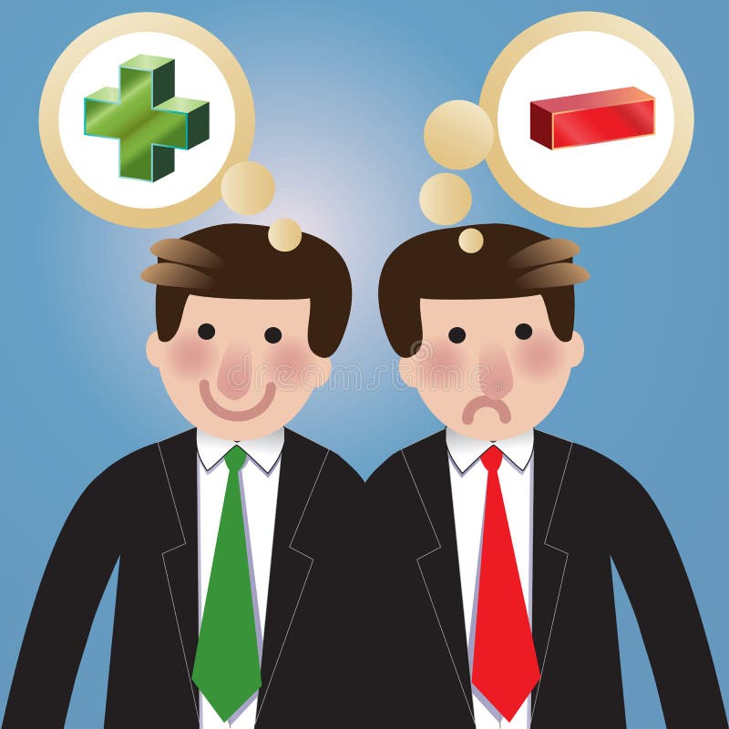 Positives Negativdenken vektor abbildung Positives Negativdenken vektor abbildung