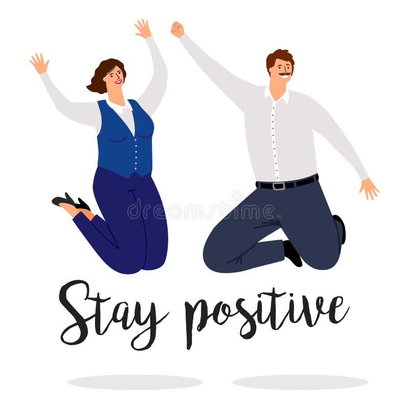 Positivo da estada um cartaz com povos de salto ilustração stock Positivo da estada um cartaz com povos de salto ilustração stock