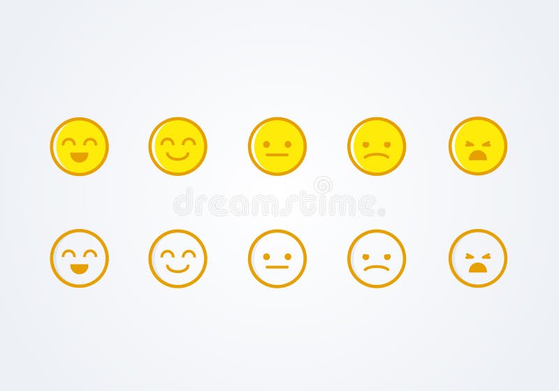 Positivo, neutral y negativa sonrientes del icono del emoji de los emoticons de diverso humor del concepto de la reacción de la e ilustración del vector Positivo, neutral y negativa sonrientes del icono del emoji de los emoticons de diverso humor del concepto de la reacción de la e ilustración del vector