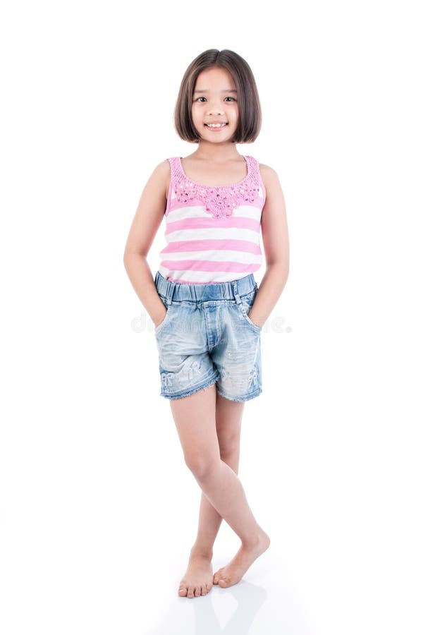 Posição asiática da menina do corpo completo fotos de stock