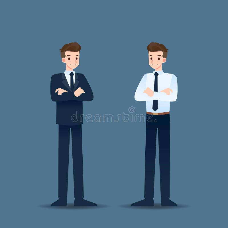 Posição de sorriso bem sucedida do homem de negócios e braços cruzados ilustração do vetor Posição de sorriso bem sucedida do homem de negócios e braços cruzados ilustração do vetor