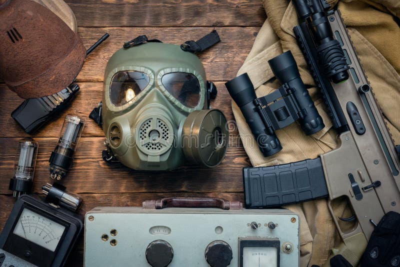 Post Apocalypse Soldier Equipment Stock Photo - Image of weapon