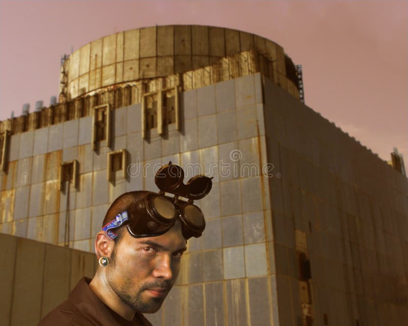 Post-apocalyptic traveller stock photography