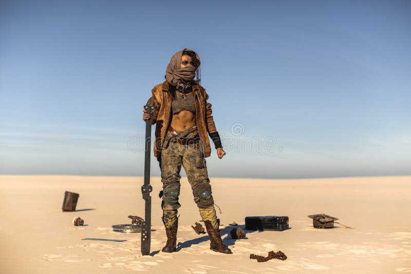 Post-apocalyptic Woman Outdoors in a Wasteland