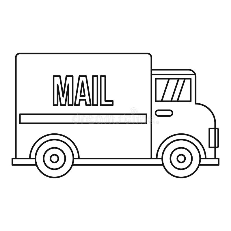 Post Car Icon, Outline Style Stock Vector Illustration of office