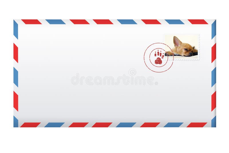 Post envelope with postage stamp isolated on white.