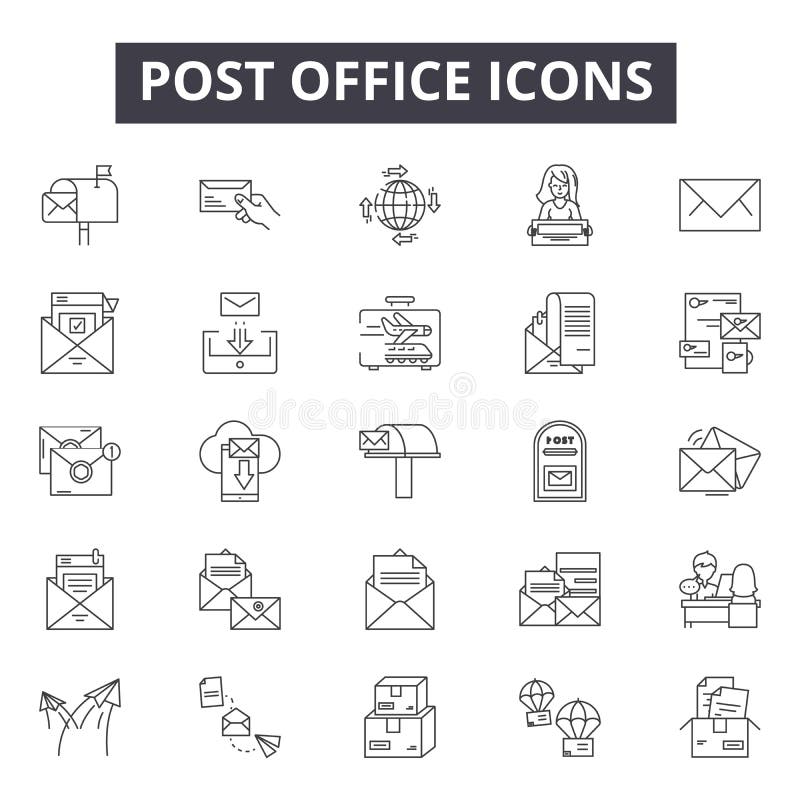 Post Office Line Icons, Signs, Vector Set, Outline Illustration Concept
