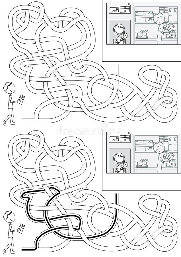 Post office maze stock vector. Illustration of white 234354684