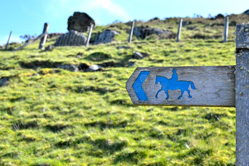 Post Sign Horse Riders on the Path 1 Stock Photo Image of skies