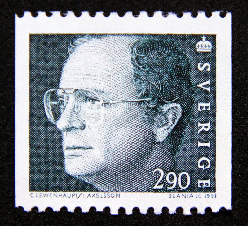 Postage stamp Sweden 1993. King Carl XVI Gustaf profile portrait