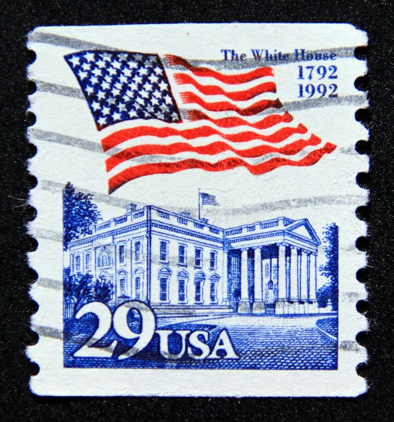 Postage Stamp United States of America, USA 1992. Flag Over White House