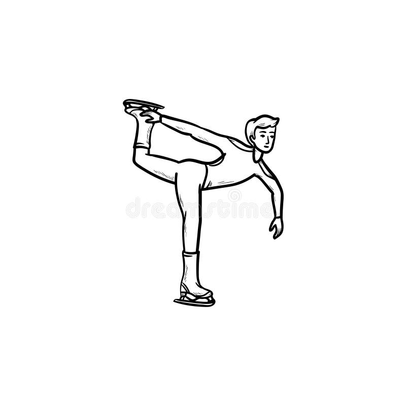 Postaci łyżwiarki konturu doodle ręka rysująca ikona ilustracji Postaci łyżwiarki konturu doodle ręka rysująca ikona ilustracji
