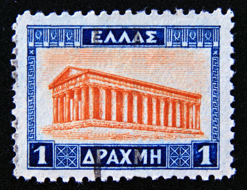 Postage Stamp Greece, 1927. Temple of Hephaestus Thesseion Temple ...