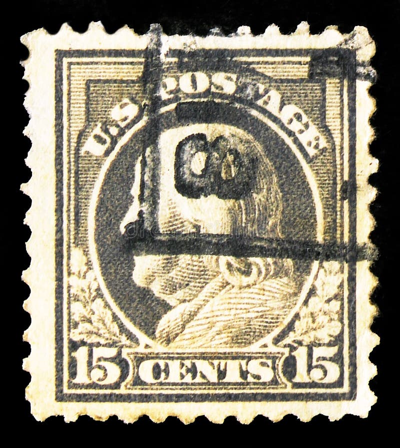 Postage stamp printed in United States shows Benjamin Franklin (1706-1790), leading author and politician, 1912-1922 Regular Issue. MOSCOW, RUSSIA - OCTOBER 8 royalty free stock photography Postage stamp printed in United States shows Benjamin Franklin (1706-1790), leading author and politician, 1912-1922 Regular Issue. MOSCOW, RUSSIA - OCTOBER 8 royalty free stock photography