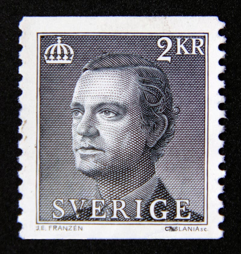 Postage stamp Sweden 1985. King Carl XVI Gustaf profile portrait