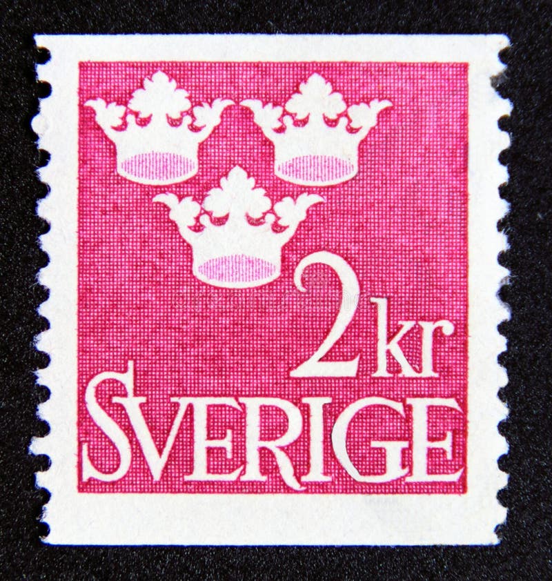 Postage Stamp Sweden 1969. Three Crowns Editorial Photo Image of