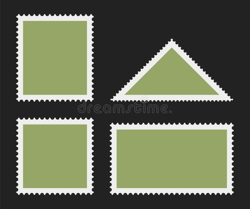 Postage Stamp Templates. Vector Illustration Isolated on Black Stock