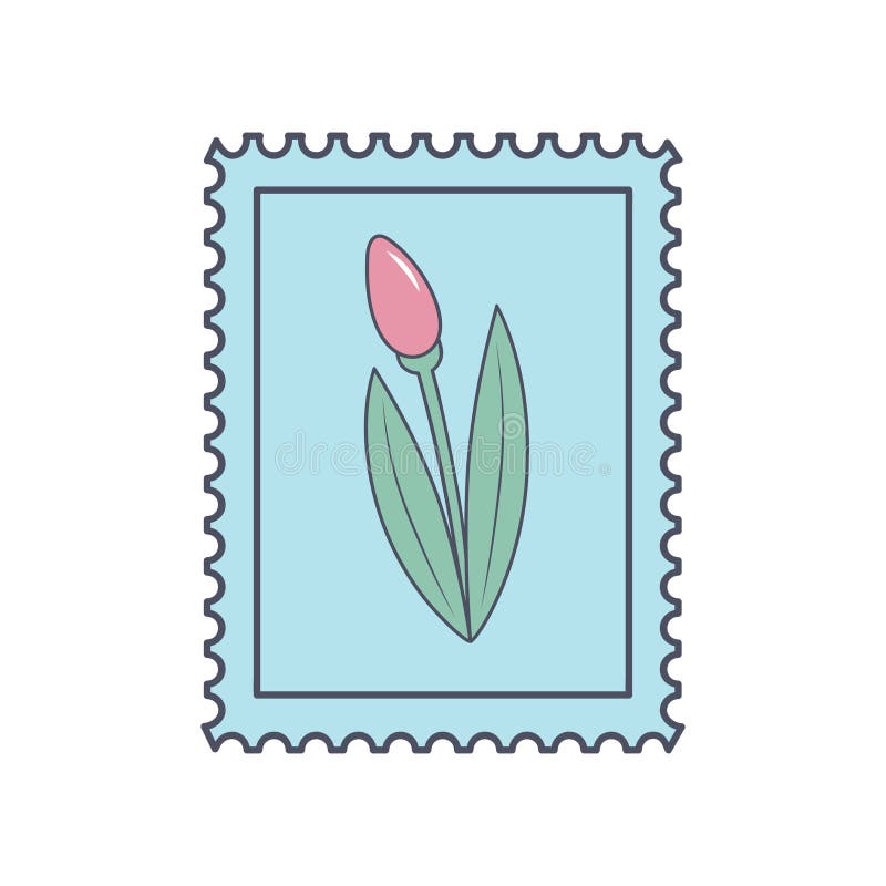 Postage stamp with tulip. Vector illustration vector illustration