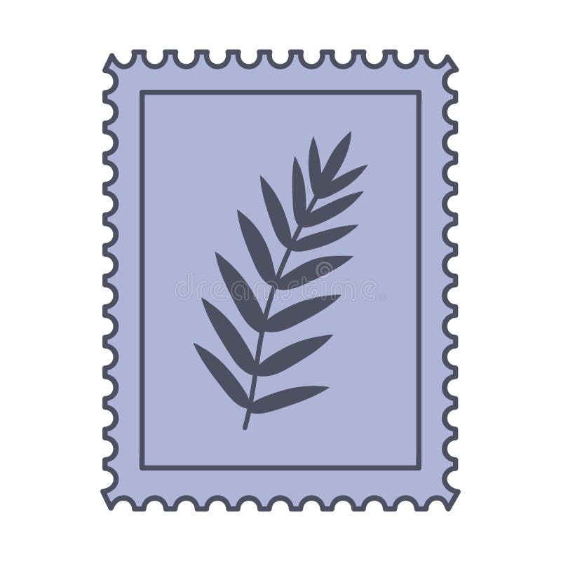 Postage stamp with twig. Vector illustration vector illustration