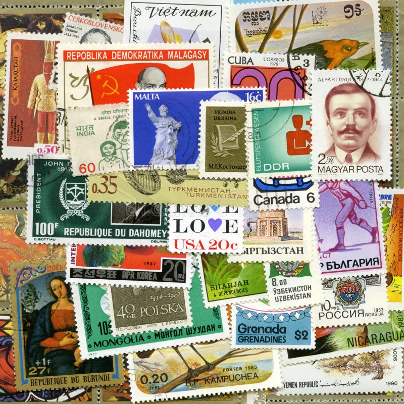 Postage stamps of the different countries royalty free stock photos Postage stamps of the different countries royalty free stock photos